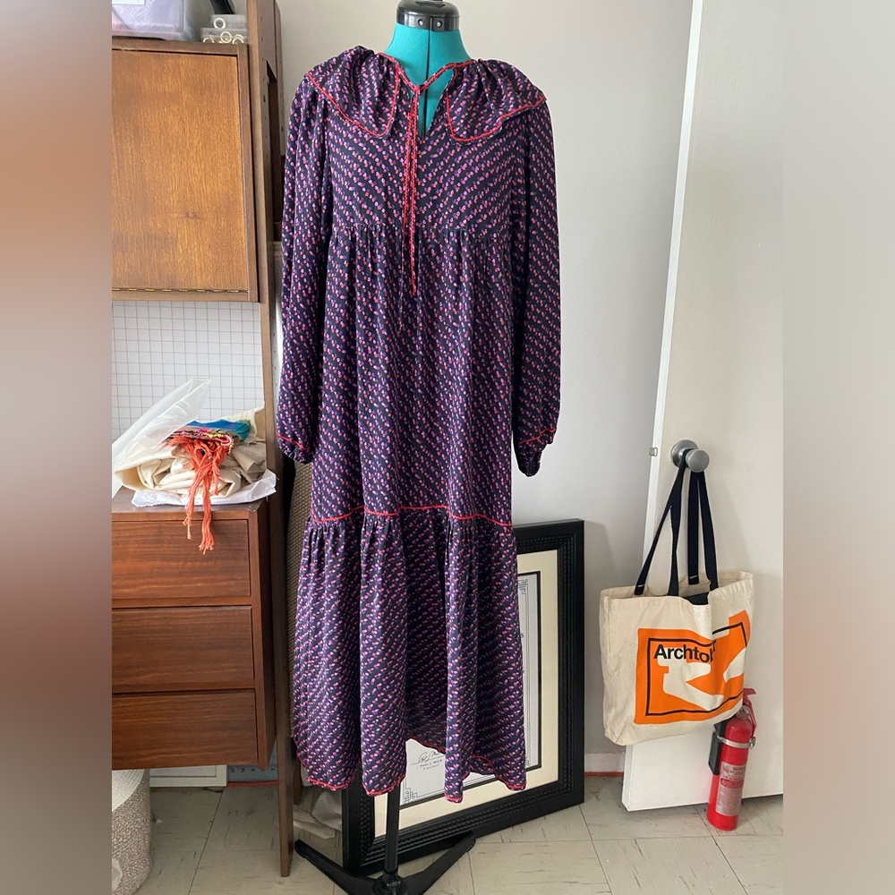 Handmade silk dress with Ric Rac tie detail